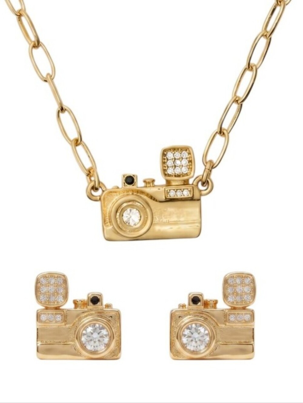 Kate Spade Picture Perfect Camera Pendant And Earrings Set